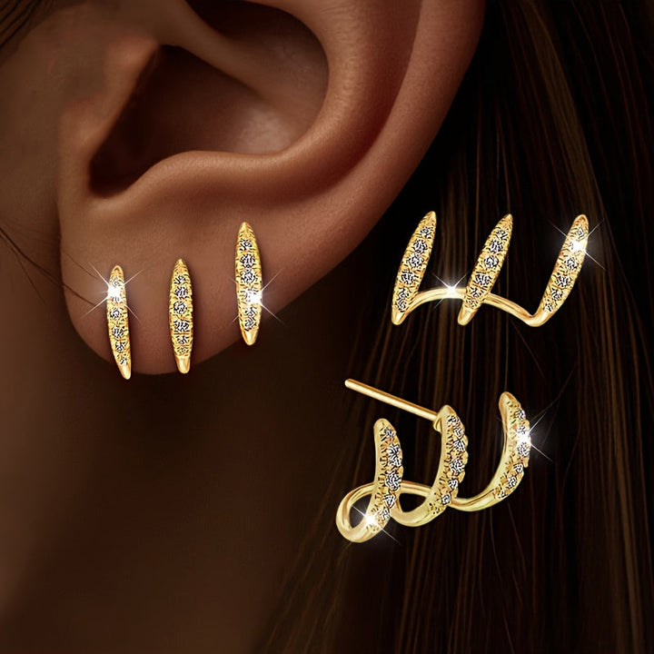 Elegantne Naušnice s Tri Klauve Strass-a