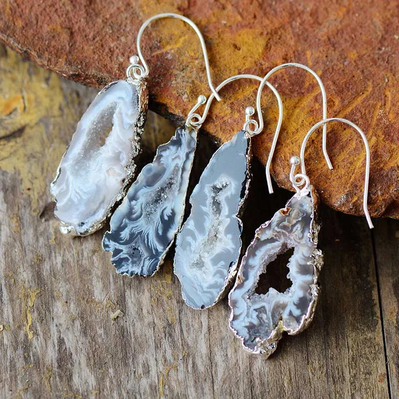 Druzy Geode Okrugli Naušnice