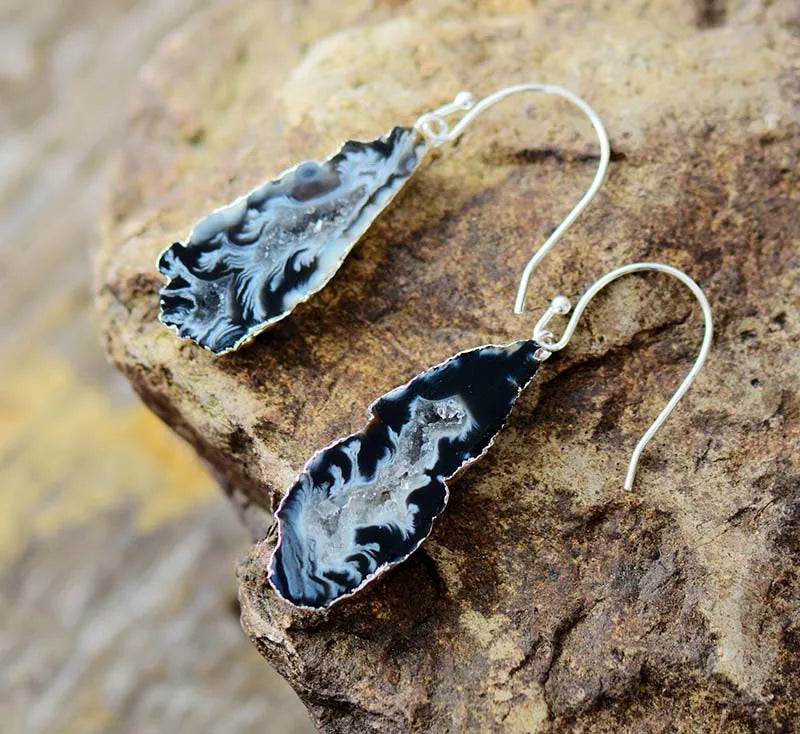 Druzy Geode Okrugli Naušnice