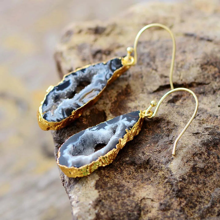 Druzy Geode Okrugli Naušnice