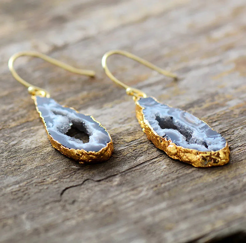 Druzy Geode Okrugli Naušnice