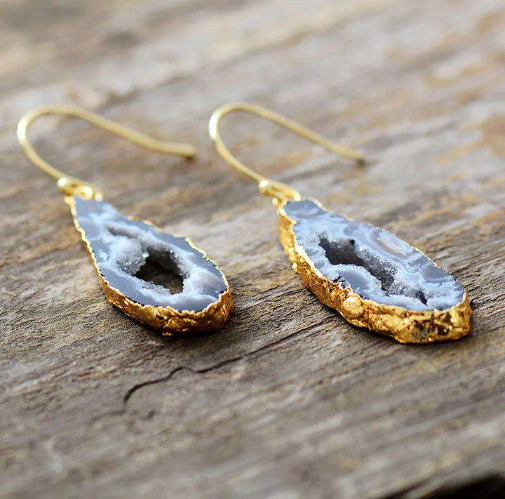 Druzy Geode Okrugli Naušnice