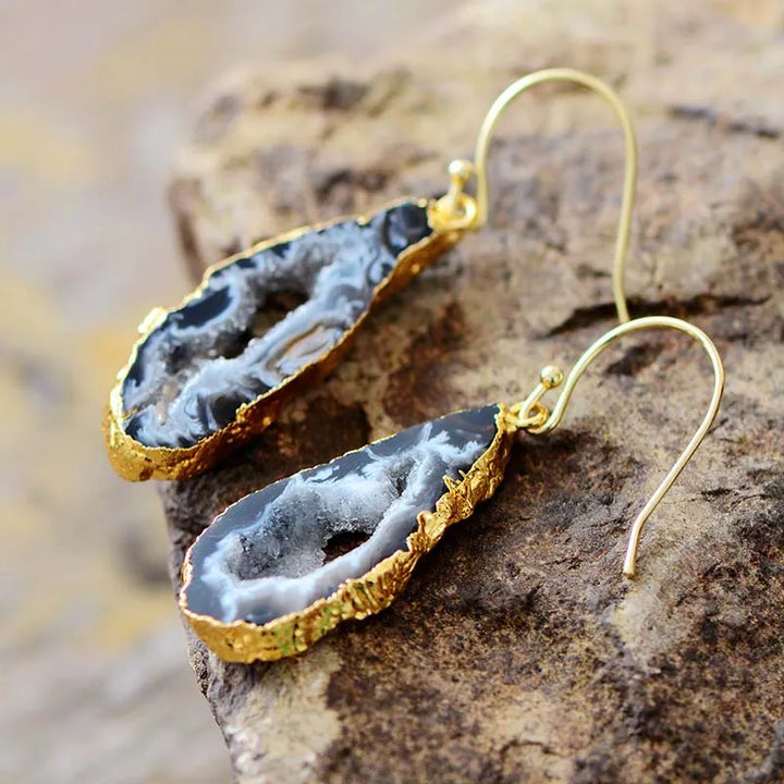 Druzy Geode Okrugli Naušnice