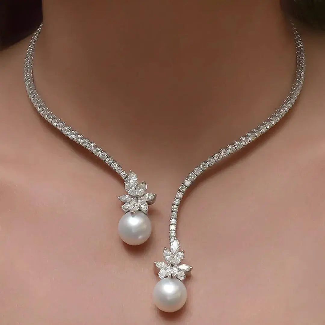 Elegantna sjajna ogrlica s biserima od sterling srebra