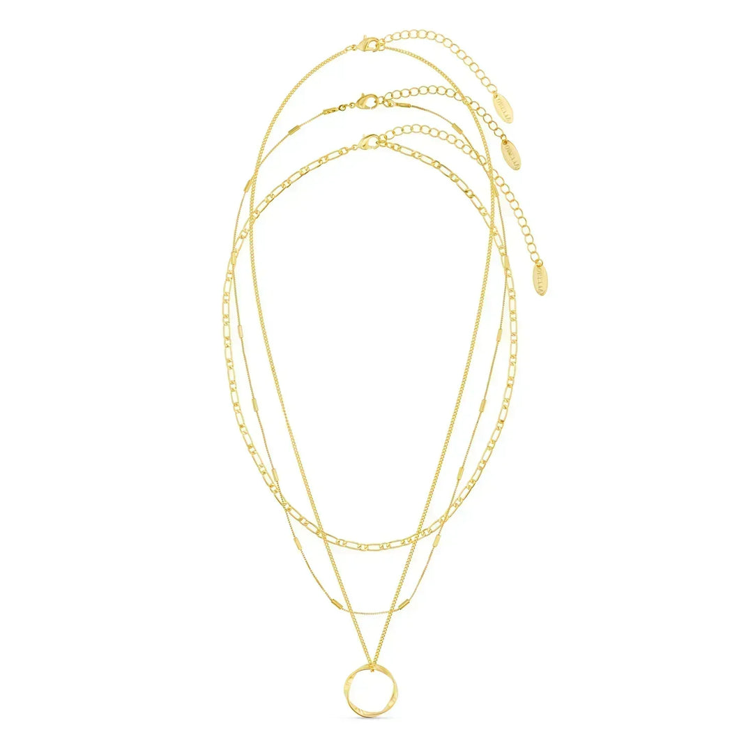 Otvoreni hoepelcollier s tri reda u zlatu