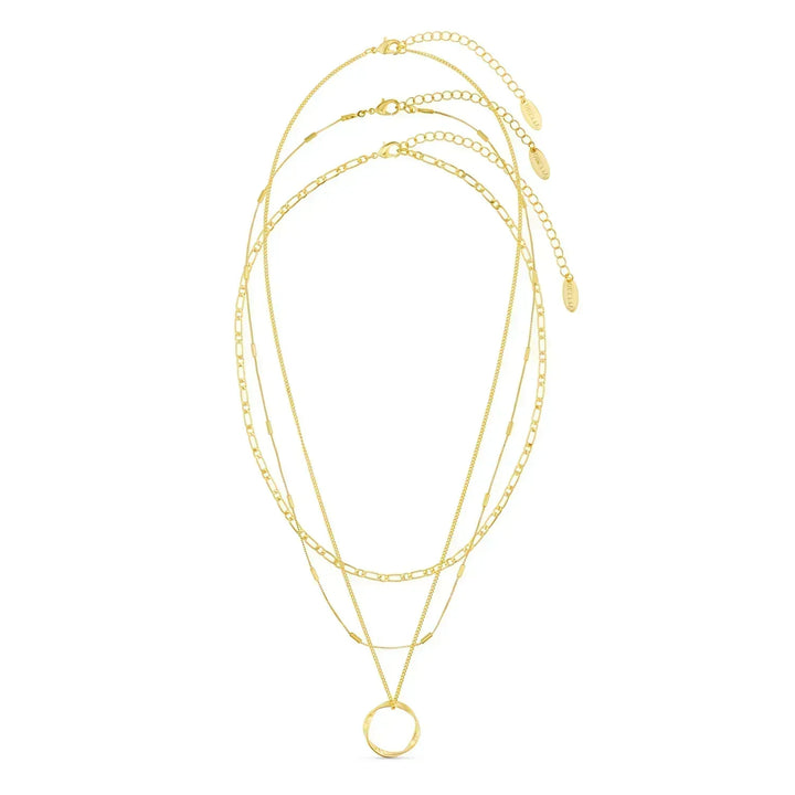 Otvoreni hoepelcollier s tri reda u zlatu