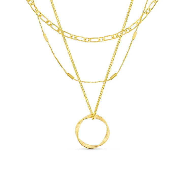 Otvoreni hoepelcollier s tri reda u zlatu