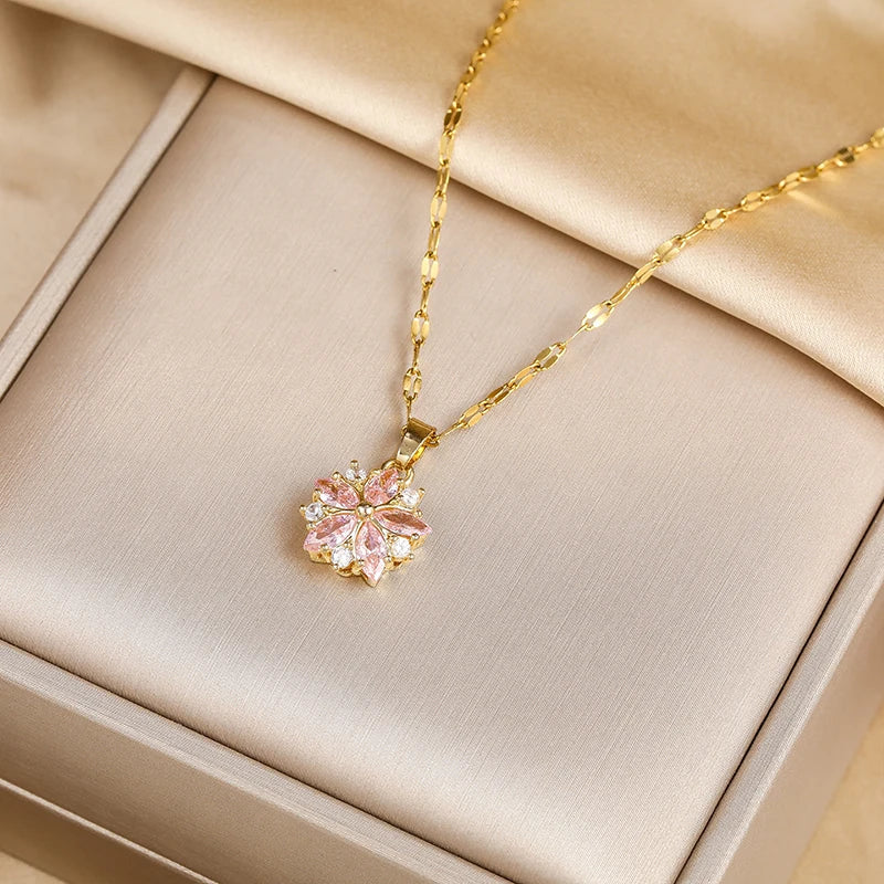 Ogrlica Sakura Rose Romantique od nehrđajućeg čelika
