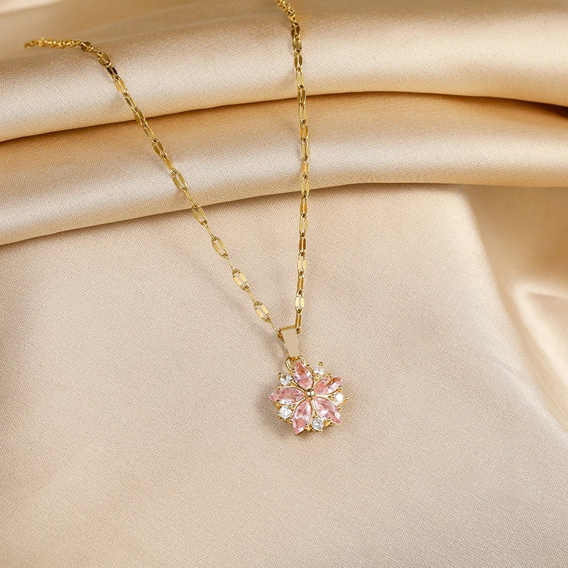 Ogrlica Sakura Rose Romantique od nehrđajućeg čelika