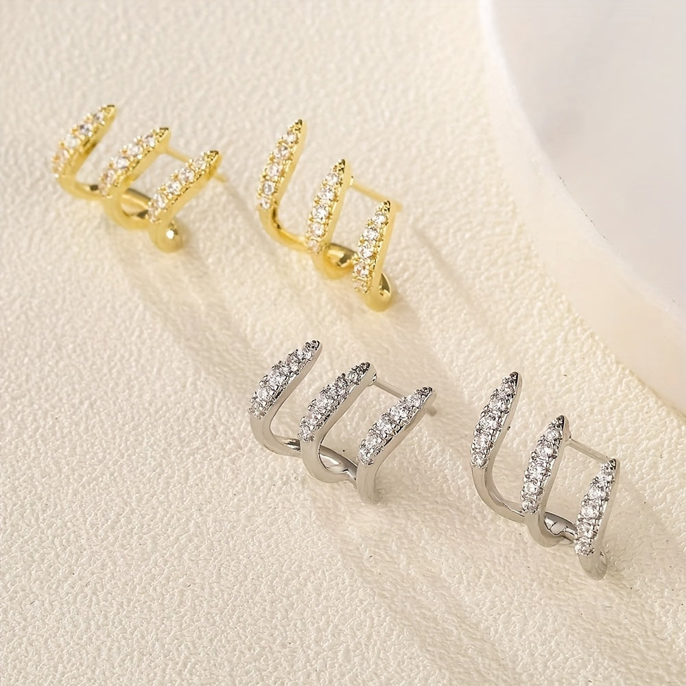 Elegantne Naušnice s Tri Klauve Strass-a