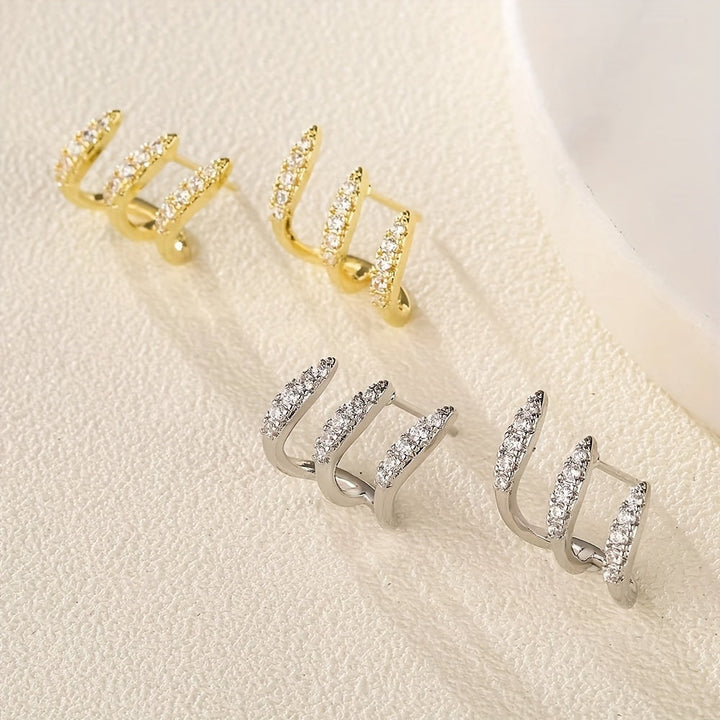 Elegantne Naušnice s Tri Klauve Strass-a