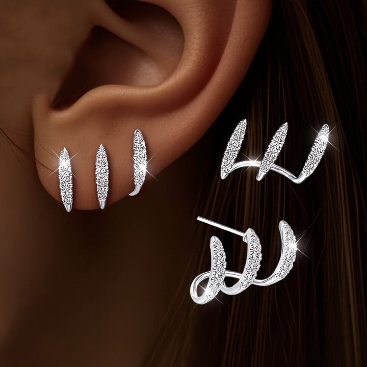 Elegantne Naušnice s Tri Klauve Strass-a