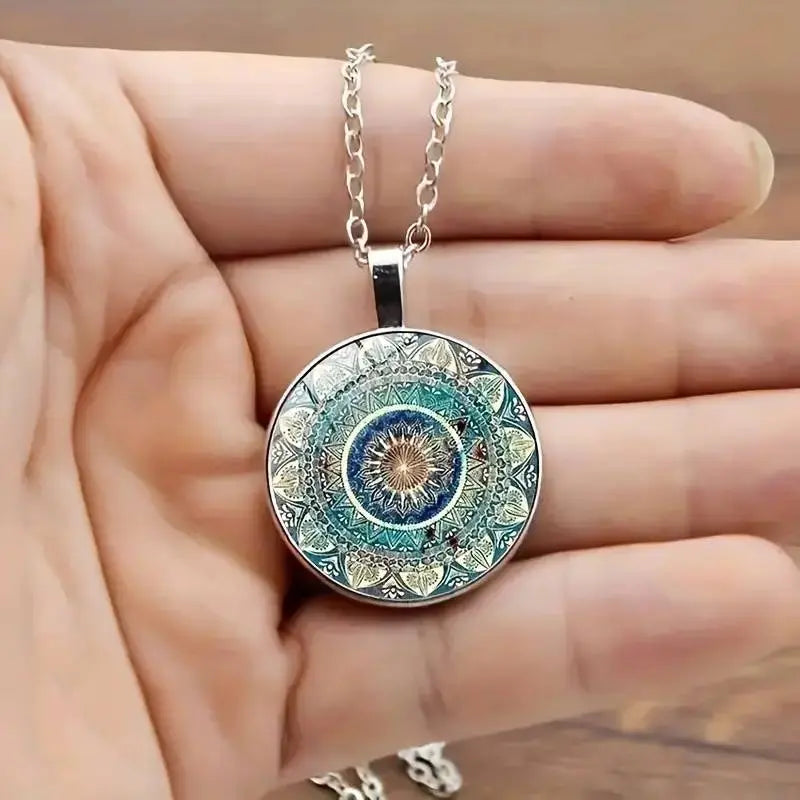 Elegantna Ronde Plava Mandala Ogrlica